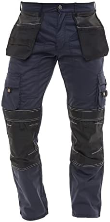 FASHIO MENS Cordura панталони алатка за алатки џебови столар тешки колено армирано работно носење безбедносни панталони