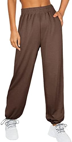 Викилеб модна широка нога за жени модни меки џемпери со високи половини џогери панталони атлетски панталони со џебови