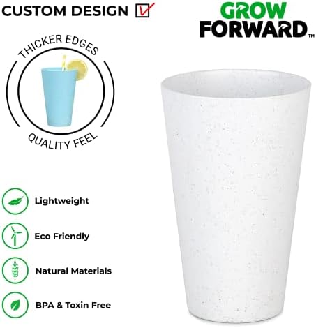 Расте Напред Премиум Чаши Од Слама Од Пченица - 20 мл Еколошка Алтернатива На Пластични Чаши За Пиење-Комплет од 8 Нераскинливи Кујнски