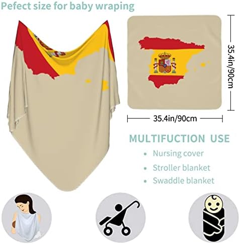 Мапа на знамето на Шпанија Бебе ќебе што прима ќебе за обвивка за покривање на новороденчиња за новороденчиња