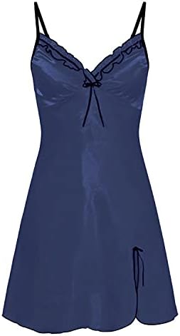 Женски дамки фустан за долна облека секси чипка трим V вратот хемија за ноќна облека мини мечето бебешки фустани за свила од свила