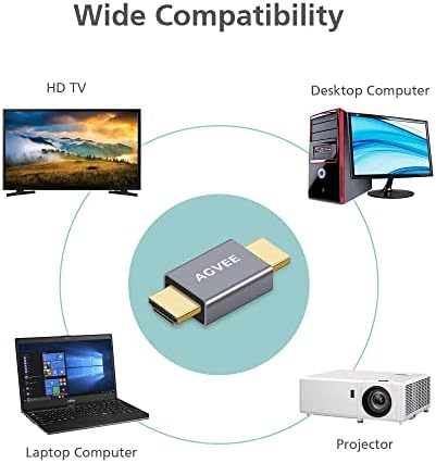 AGVEE 2 Пакет HDMI Машки До Машки Адаптер, HDMI Тип - 2.0 4k@60hz Спојка Продолжувач Конектор, Метална Школка Продолжување Конвертор ЗА