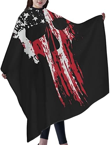 Американско Воено Американско Знаме На Черепот Унисекс Салон За Сечење Наметка Крпа Бербер Фризерска Обвивка Фризура Престилка Крпа За Стилизирање Додаток За Маж