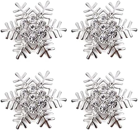 Ganfanren 4 компјутери со снегулка од салфетка прстени со пенливи салфетки метални држачи за салфетки (боја: сребро, големина