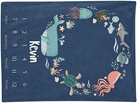 Пресвртница кит океански животинско руно фрла ќебе со име персонализирано ќебе за леб за девојче роденденски подарок 30x40 инчи