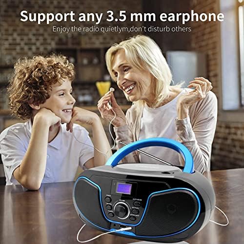 Lonpoo Stereo CD Boombox Protable Bluetooth Digital Tuner FM Radio CD плеер со USB репродукција, Bluetooth-in, AUX влез и 3,5 mm Sorphone