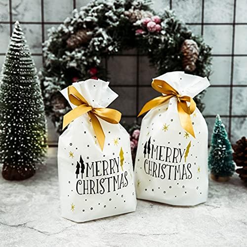Заил Божиќни Торби За Подароци 50 Еез Божиќни Бонбони Колачиња Пластични Торби За Подароци Со Врвки Среќен Божиќ Торби За Лекување