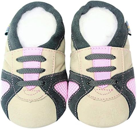 Jinинвуд гума единствена кожа бебе чевли девојче новороденче деца деца дете за креветче тренер гума ѓон розово сиво