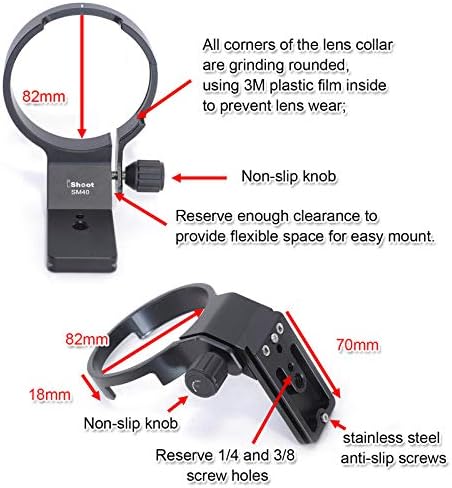 Ishoot Tripod Mount Ring, 82mm метална леќа за држачи за јака компатибилен со Sigma 40mm f/1.4 DG HSM Art Lens, вградена плоча за брзо ослободување од типот ARCA-SWISS