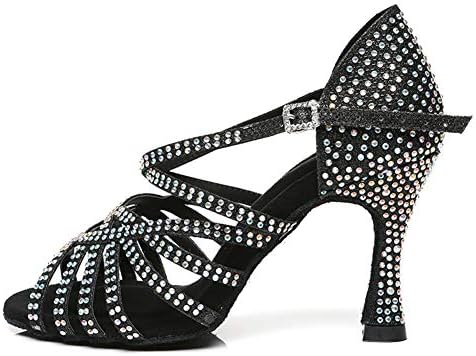 Hroyl Women Rhinestone латински танцувачки чевли за салса перформанси за танцувачки чевли, модел L467