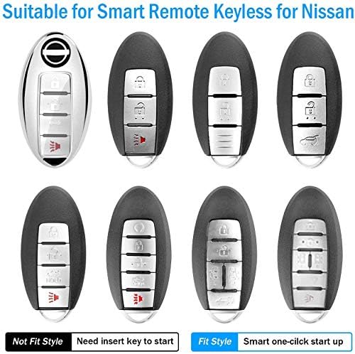 Компатибилен со капакот на Nissan Key FOB со кожен клуч за клучеви мек TPU 360 степени за заштита на клучот за тастатура за алтима максима oogue