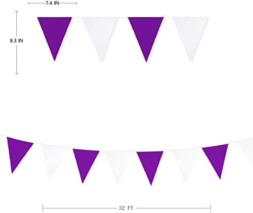 32ft Виолетова и бела пенантска банер ткаенина Триаголник знаме памучна крпа за лав