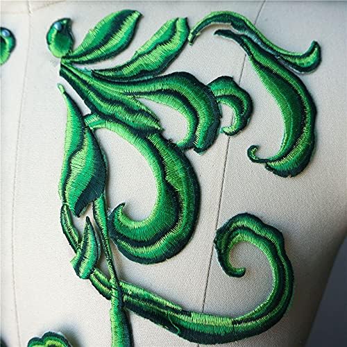 Uxzdx cujux 2pcs зелена ткаенина апликации шијат железо на закрпи извезена јака за облекување облеки за венчавки