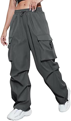 2023 Womanенски карго панталони со високи патенти со половината со џебови опуштени вклопени баги панталони за влечење y2k џогери