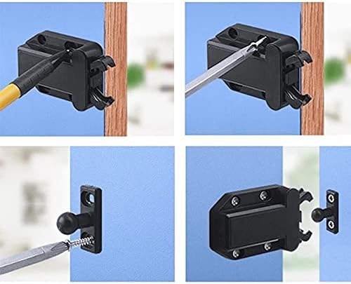 Xjjzs 4 парчиња притиснете отворена улов врата врата кујнски кабинет за ослободување на допир фиока за заклучување на заклучување брави завртки