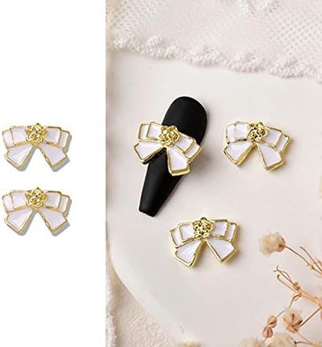 10 парчиња накит за уметност за нокти Анти -капки нокти декори црни бели маникир украси -