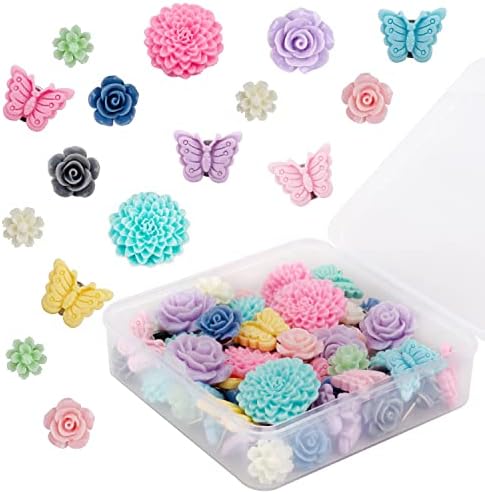 Lyroo 50 парчиња Притисни иглички за цвеќе со палење на палецот, симпатична пеперутка игла табла, притискајте иглички за плута табла wallид, симпатична биро за украси, ка