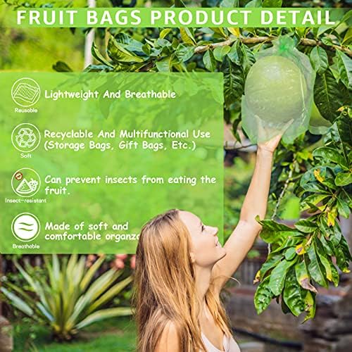 Mixc 50 парчиња торби за заштита од овошје, 6 '' × 8''''Fruit торбички за мрежи за овошни дрвја овошни капаци од мрежи со торбички за пребивање торби за бариери за растително ?