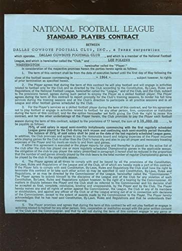 1964 Мак Договор Далас Каубојс Потпишан Од Ли Фолкинс &засилувач; Текс Шрам ЈСА ЛОА-Нфл Намалување Потписи