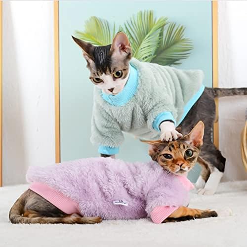 Облека за мачки од мачка од игра на играчки, густа топла миленичиња мачка облечена облека мека руно пижами за ладно време, кошули