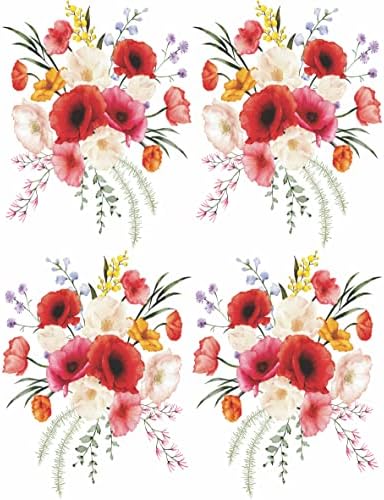 Poppy Bouquet Riace Paper, 8 x 10,5 инчи - 6x 1 Bouquet дизајн отпечатен во 2 различни големини на хартија од 30GSM црница Видливи влакна за занаетчиски занаети Мешани медиумски колаж умет?