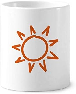 Сонцето Сонце со рака сликарство портокалова четка за заби држач за пенкало кригла керамички штанд -молив чаша