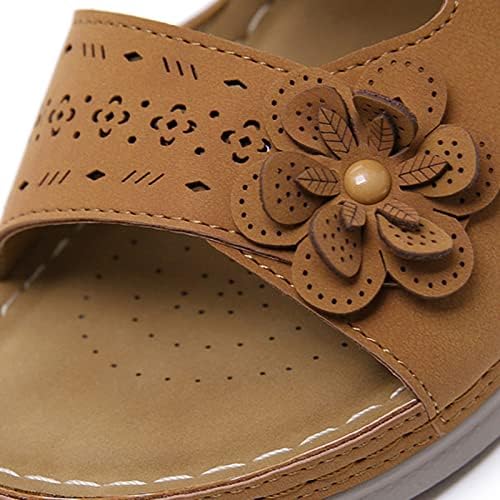 Сандали за женски платформа клинови цветни папучи плус големина гроздобер удобност отворено пети слајд ергономски чевли за масажа