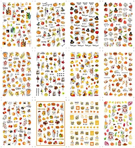 12 листови налепници за уметност од лисја од лисја 3Д Денот на благодарноста есенска Ноќта на вештерките на налепниците за уметност на