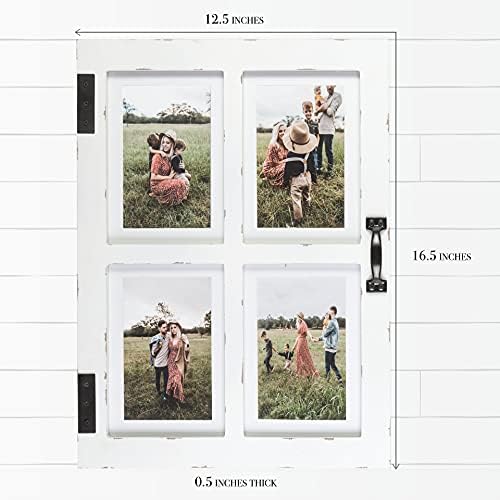 GLM Farmhouse Fmage Frames, има 4 фотографии - 4x6 со МАТ или 5x7 Колаж со рамка за слики, рамки за слики, колаж wallид, рамки за колаж, рамка
