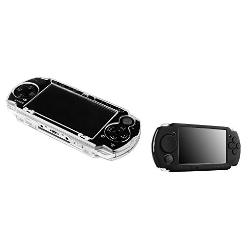 Insten Clear Clip на Crystal Hard Case + Black Soft Silicone Skin Case компатибилен со Sony PSP 2000 3000