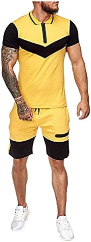 XJJZS Машки сет за машки костуми за кратки ракави со кратки ракави, шорцеви за маици, обична облека за фитнес за спортска облека