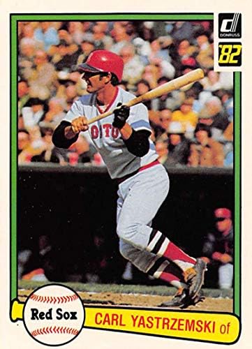 1982 година Бејзбол Донрус #74 Карл Јастжемски Бостон Ред Сокс Официјална МЛБ -лига Бејзбол Трговска картичка за тргување со бејзбол