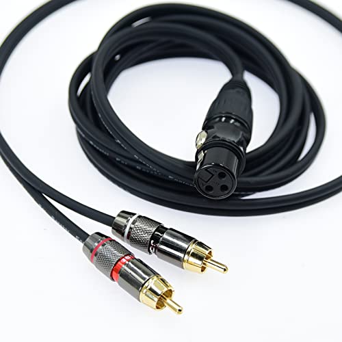 3FT XLR Femaleенски до 2 RCA приклучок y Splitter 1 XLR 3 пин до двојна RCA стерео лепенка аудио кабел фоно интерконекција Дупликатор Оловен адаптер