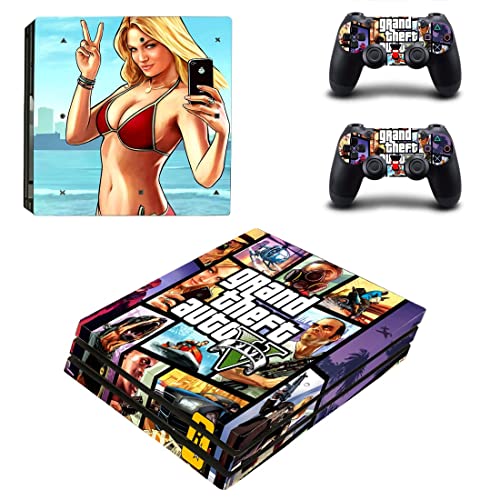 За PS4 SLIM - Game Grand GTA Theft и Auto PS4 или PS5 налепница за кожа за PlayStation 4 или 5 конзола и контролори Декал Винил ДУЦ -5591