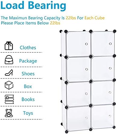 Преносна гардероба за гардероба за цртани филмови со висечка шипка, DIY armoire плакарот модуларна коцка за складирање за деца студенти за деца, 10 коцки-M L76XW37XH165CM