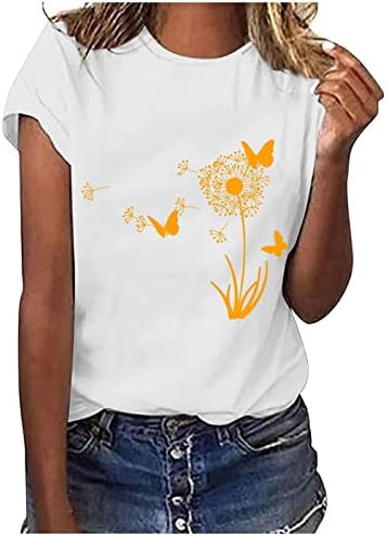 Miashui со долг ракав памук за жени женски обичен моден печатен маица со кратки ракави кошула лабава женска разоткриена јака