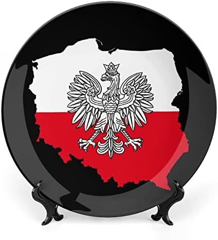 Полски знаме орел декоративна чинија тркалезни керамички плочи со приказ за свадбени декор за домашна канцеларија
