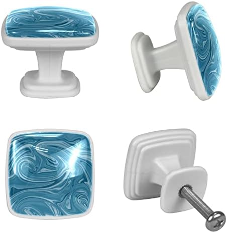 Пакет Tbouobt 4 - Копчиња за хардвер, копчиња за плакари и фиоки, рачки за фустани на фарма, сина уметност апстрактна вода