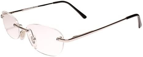 Модерен сребрен правоаголник Rimless 1,25 читач на очила за читање