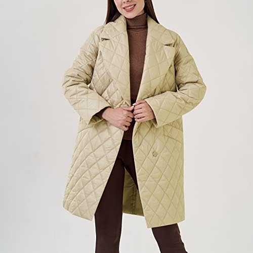 Fragarn женски лесни јакни женски цврсти бои со долга ракав џеб памучен памучен јакна есен и зимска јакна