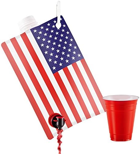 Колба со американско Знаме За Алкохол, Вино, Пијалоци: Диспензерот За Пијалоци Собира 2 Литри За Лето, 4 јули, Спортско Задно Вртење, Роденден,
