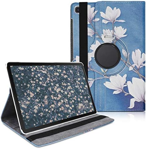 Kwmobile 360° Случај Компатибилен Со Samsung Galaxy Tab S5e-Случај Pu Кожа Таблета Покрие Со Штанд-Magnolias Taupe/Бело/Сино Сиво