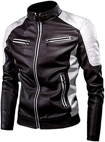 Adssdq Mens Leather јакни, трчање со долги ракави мантиски мажи случајни плус големина зимска тенка вклопена удобна јакна цврста факс