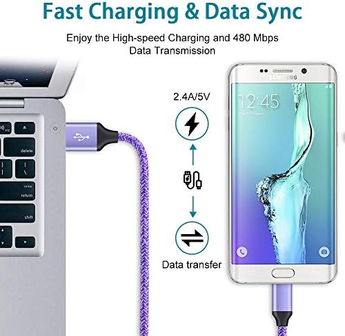 Charger Plug Micro USB Cable компатибилен за Samsung Galaxy S7 S6 J7 J7V J3 J3V J8 J8 A6 A10 Note 5 4, LG K50 K40 K20 k20 V10, Moto E6 E5