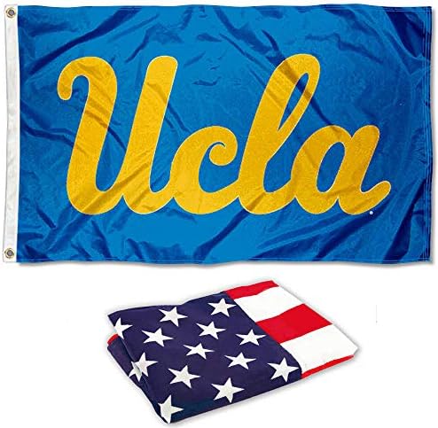 Поставете знаме на логото UCLA и сет на знамето на САД 3x5
