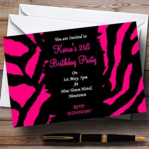 Топла Розова Зебра Печатење Персоналните Покани Партија