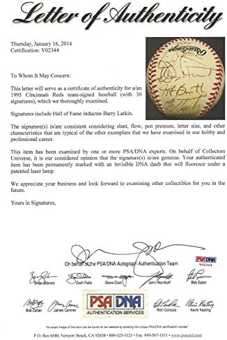 1995 Црвениот Тим 30x Потпиша Бејзбол ПСА/ДНК лоа в Бери Ларкин Дејон Сандерс Рихо-Автограм Бејзбол