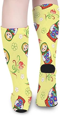 Симпатична руска кукла печатена боја чорапи што одговараат на атлетски колени високи чорапи за жени мажи