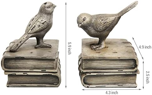 Мигифт Гроздобер Бела Смола Декоративни Книги Со Дизајн На Птици И Книги, 1 Пар