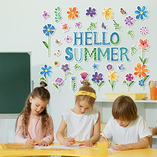 Aiex 53 парчиња Здраво летни исечоци од цвеќиња од цвеќиња и цвет исечени хартиени основни училници за обележја за украси за враќање во училишна